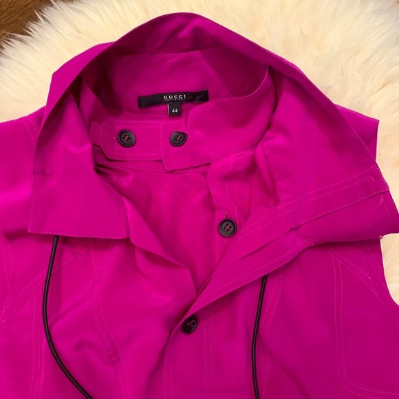 GUCCI 100% SILK sleeveless Fuschia Blouse - Picture 5 of 12